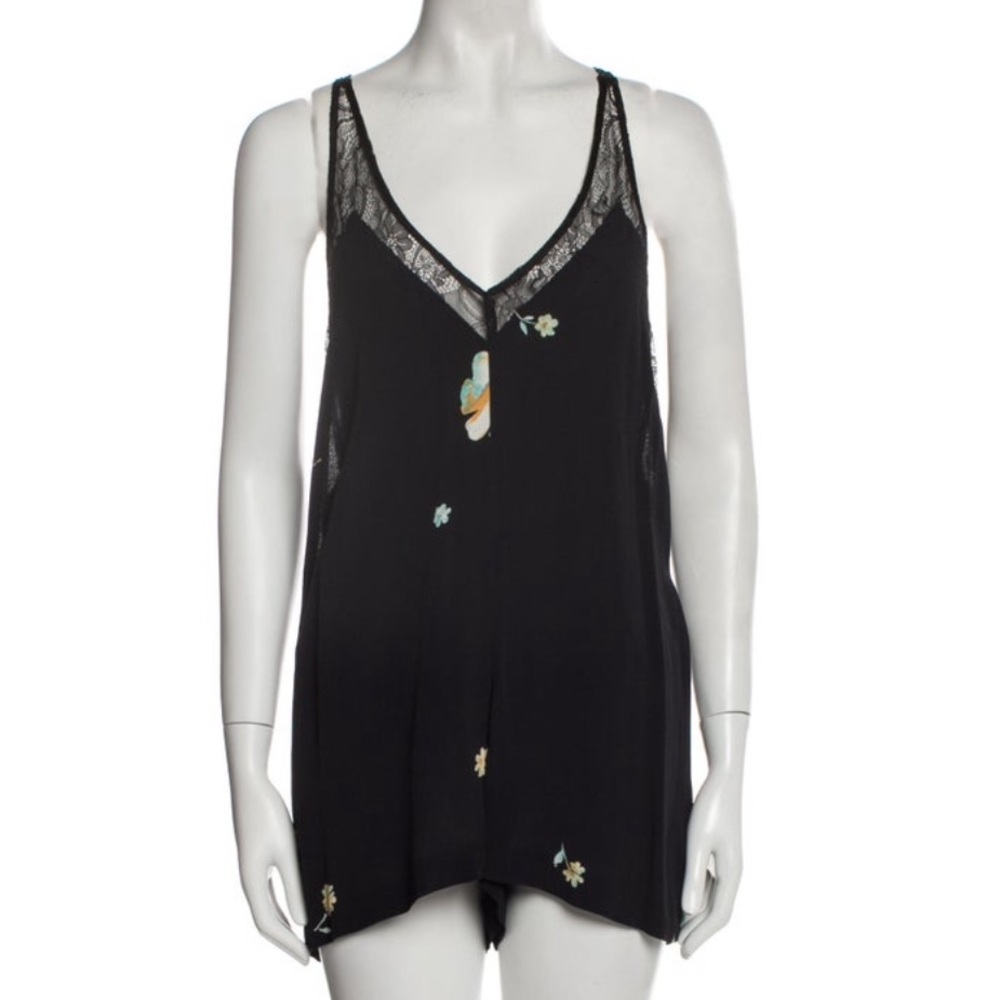 Reformation Black floral Romper size Small